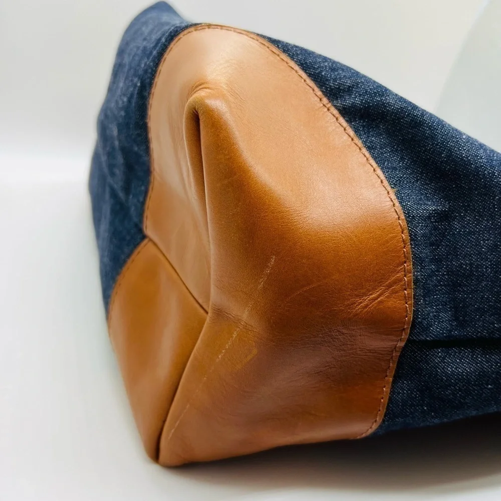 TRUE RELIGION UNISEX DENIM AND LEATHER TRAVEL BAG